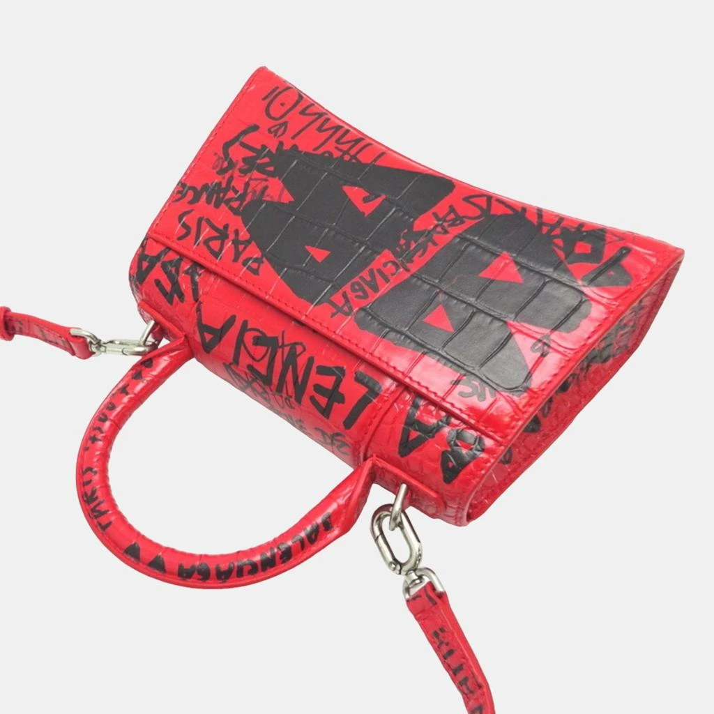 Balenciaga Balenciaga Red Leather Graffiti Hourglass XS Top Handle Bags 4
