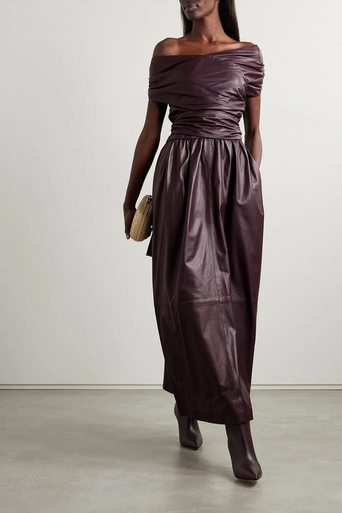 Altuzarra Corfu off-the-shoulder gathered leather midi dress 2