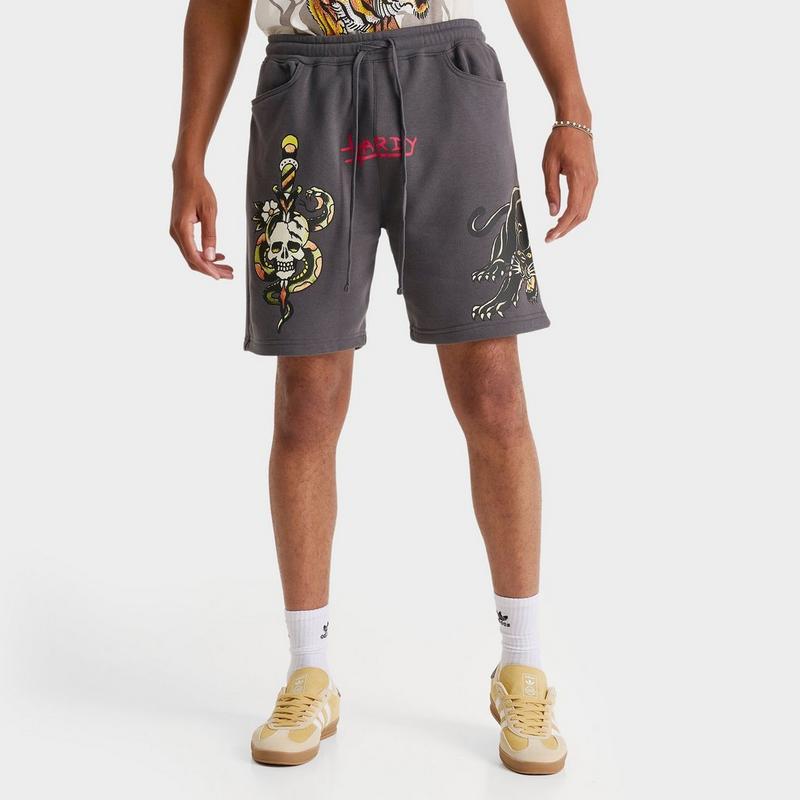 Ed Hardy Men's Ed Hardy Panther Skull Fleece Shorts
