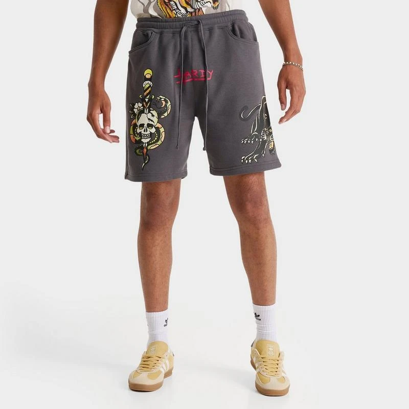 Ed Hardy Men's Ed Hardy Panther Skull Fleece Shorts 1