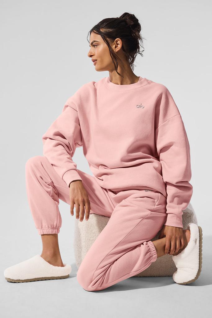 Alo Accolade Crew Neck Pullover - Pink Quartz
