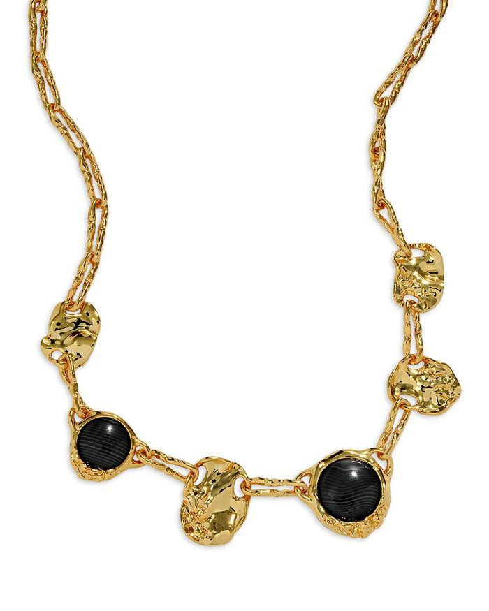 Alexis Bittar Brut Stone & Hammered Disc Collar Necklace in 14K Gold Plated, 17" 2