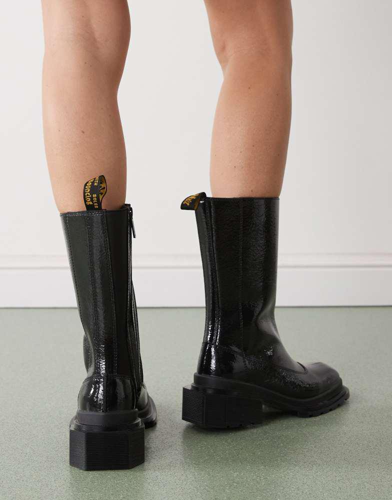 Dr Martens Maybole Hi crackle patent boot in black – On Sale Now