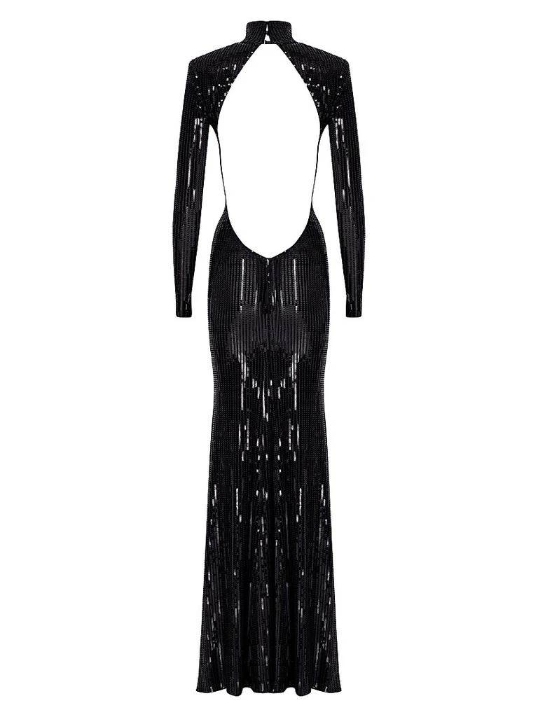 Donyale Sequined Backless Dress  On Sale Now with Up to 50% Off | Discover  Exclusive Deals & Savings at BeyondStyle  Authentic The New Arrivals  Ilkyaz Ozel Women's|open-back|contemporary|floor-length|women's|women's  apparel|turtleneck|long sleeve ...