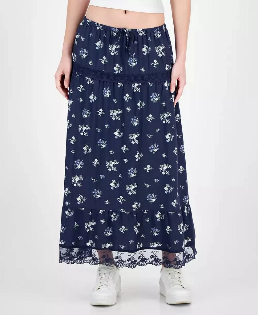 Celebrity Pink Juniors' Floral Tiered Lace-Trim Maxi Skirt 3