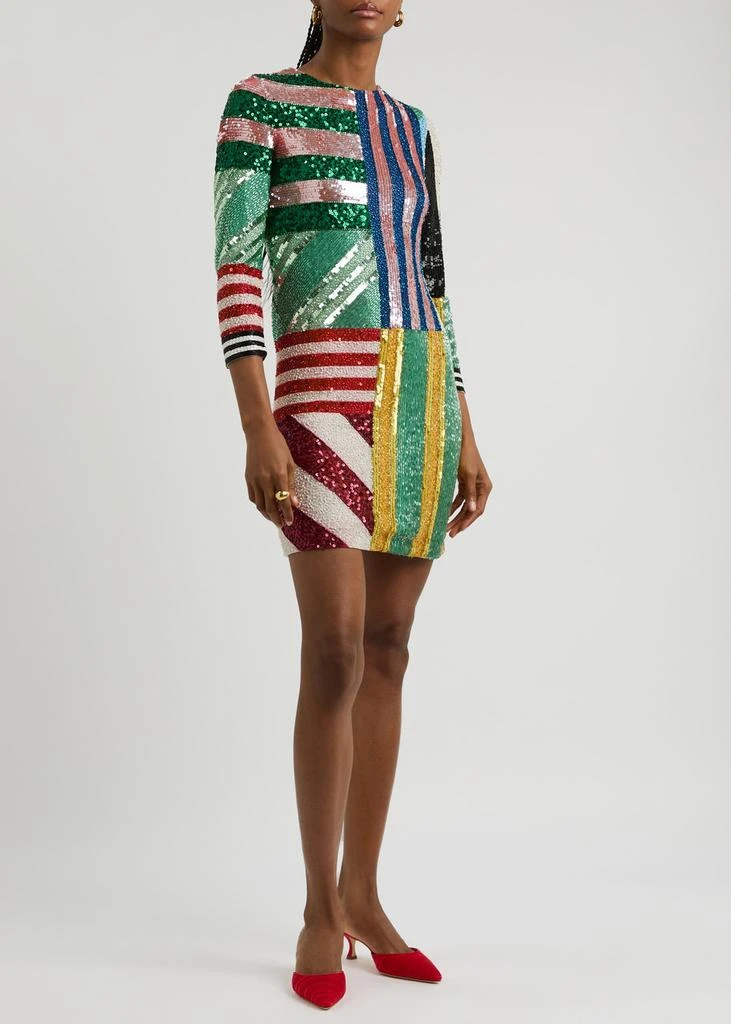 Alice + Olivia Delora sequin and bead-embellished mini dress 4