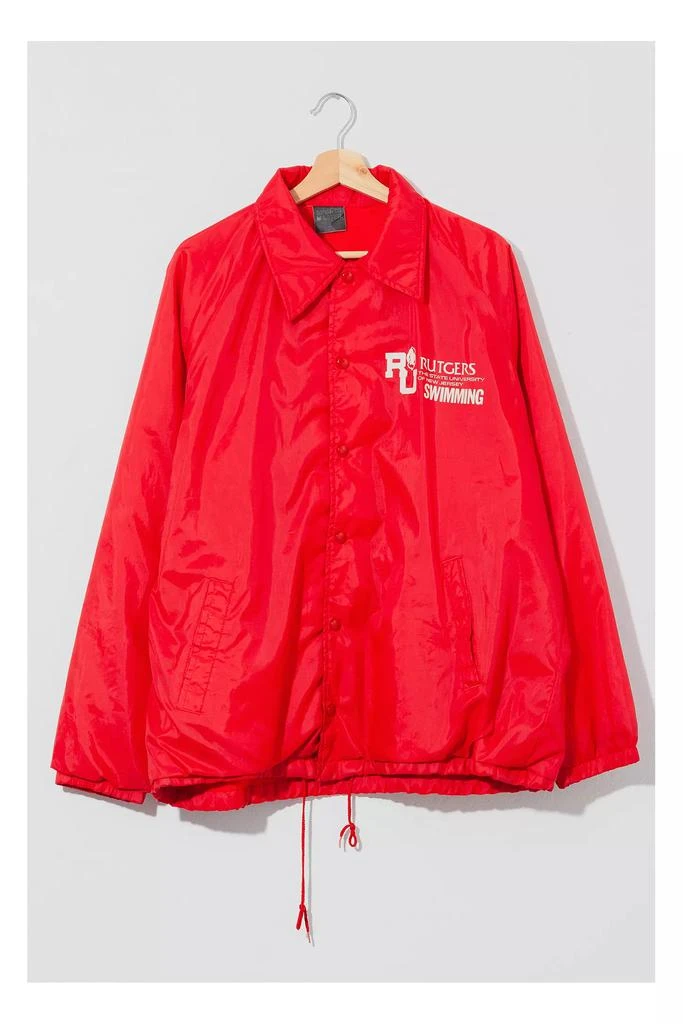 Urban Outfitters Vintage 1980s Distressed Rutgers University Fleece Lined Swimming Jacket 1