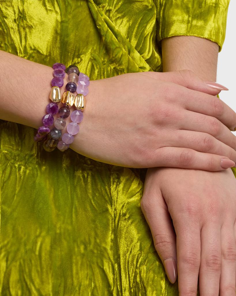 Devon Leigh Amethyst and Jade Gold Accent Stretch Bracelets, Set of 3