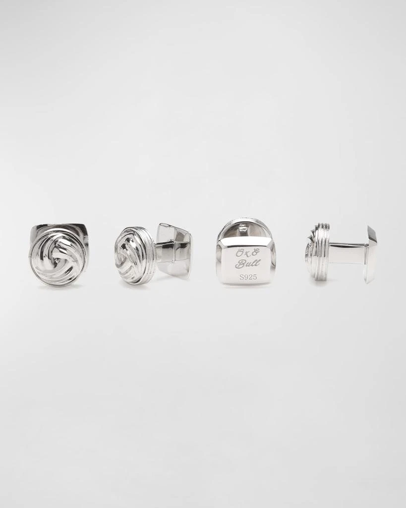 Cufflinks Inc. Modern Knot Sterling Silver Cuff Links Stud Set 3