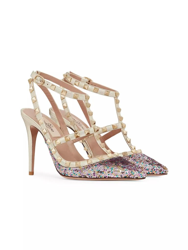 Valentino Rockstud Pumps With Sequin Embroidery And Straps 100MM 2