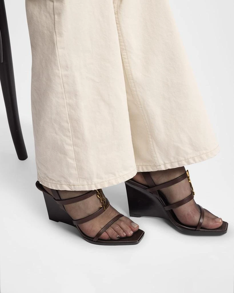 Yves Saint Laurent Cassandra Leather YSL Wedge Sandals 2