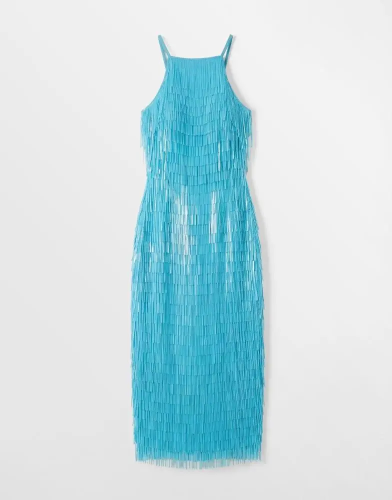ASOS ASOS DESIGN all over shard sequin midi dress in bright blue 5