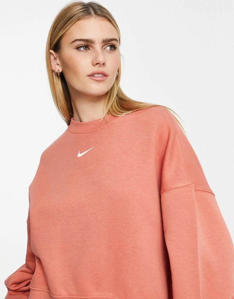NIKE Nike mini swoosh oversized cropped sweatshirt in madder root 3