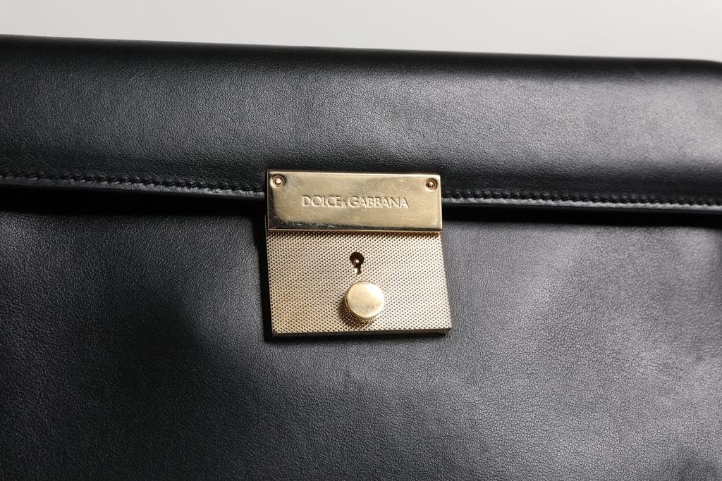 Dolce & Gabbana Leather Logo Plaque Document Briefcase Men's Bag