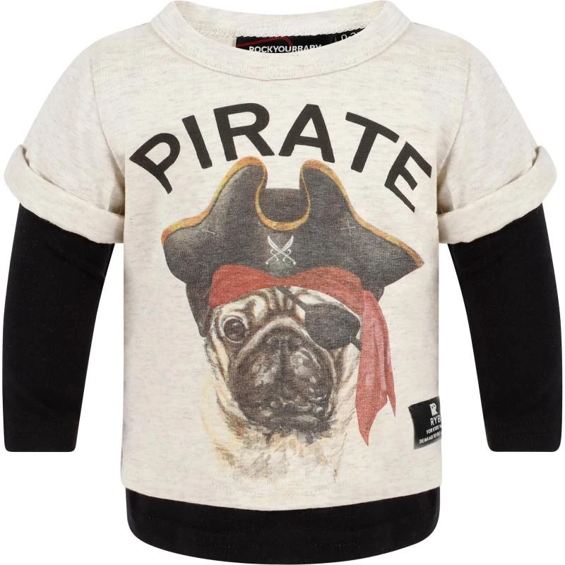 Rock Your Baby Pirate pug t shirt in white 1