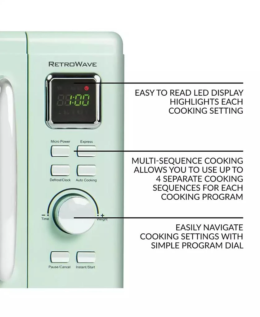 Nostalgia MCMO9FTSG Mid-Century Retro Microwave 4