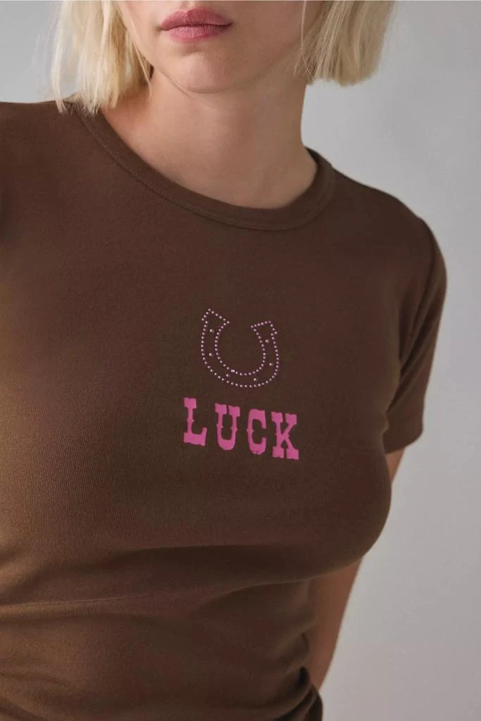 Urban Outfitters Good Luck Horseshoe Diamanté Graphic Baby Tee 4