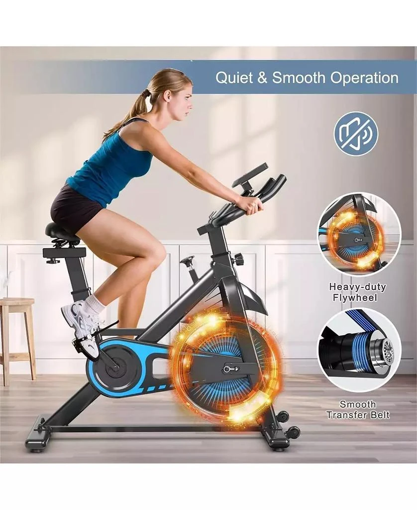 SUGIFT Indoor Silent Belt Drive Adjustable Resistance Cycling Stationary Bike-Blue 4