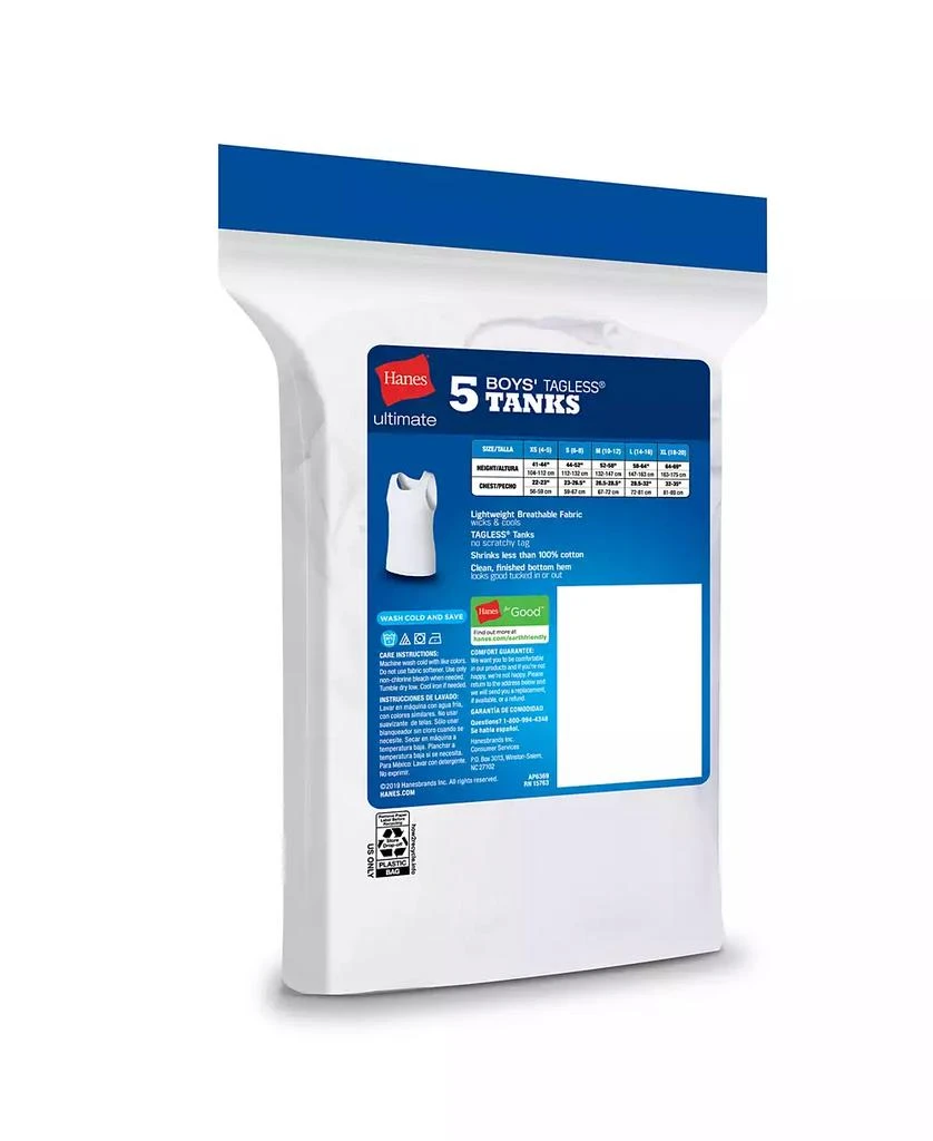 Hanes Big Boys Ultimate Cotton Blend Tank, Pack of 5 3