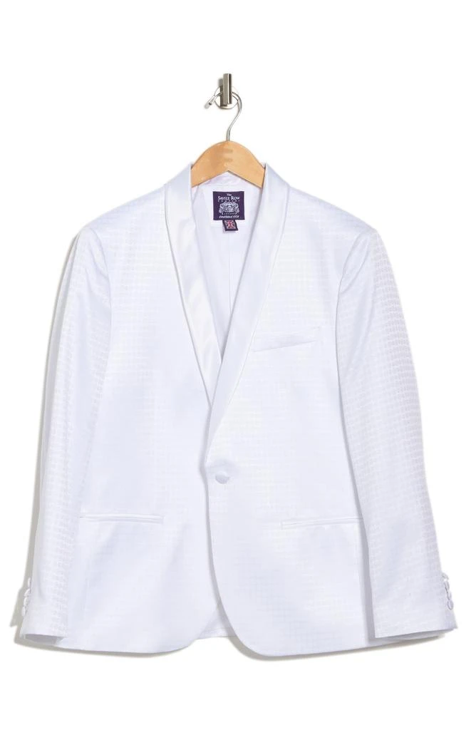 SAVILE ROW CO Varick White Jacquard One Button Shawl Collar Dinner Jacket 1