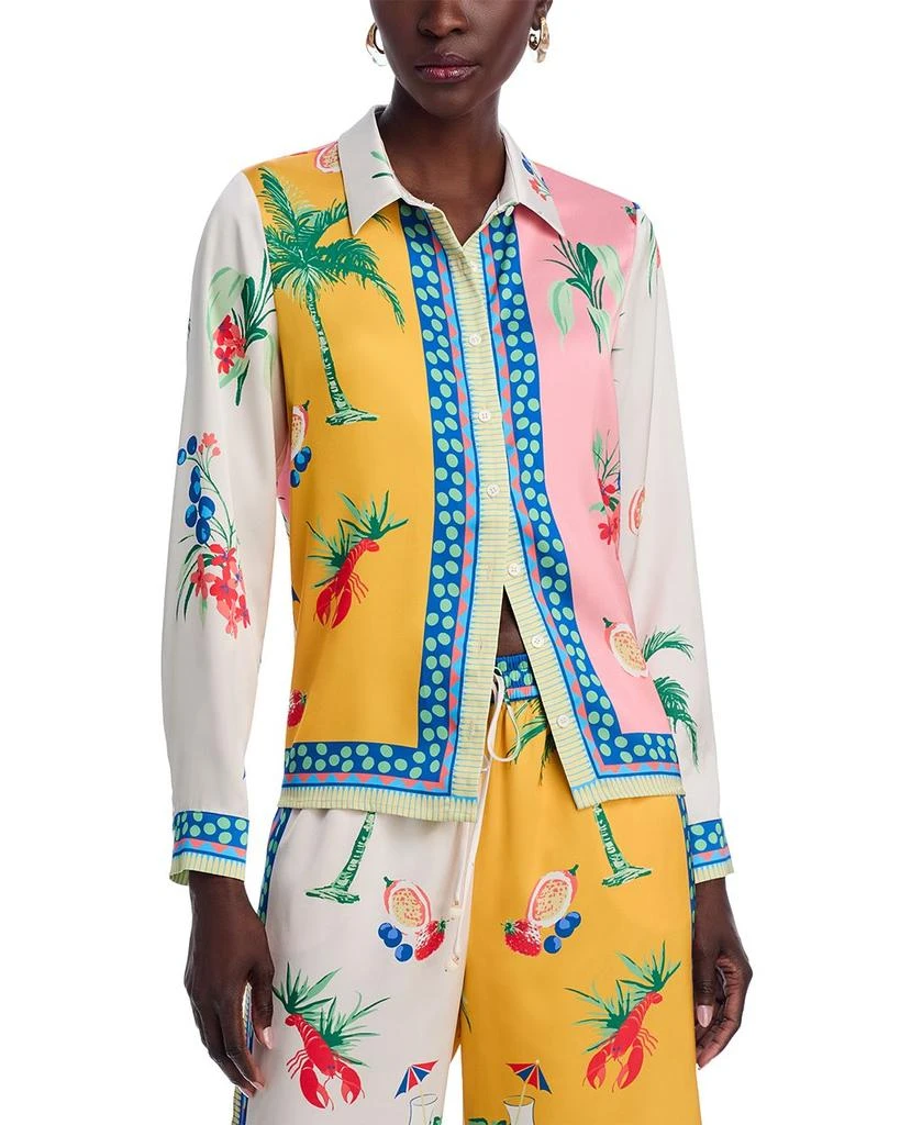 AQUA Printed Long Sleeve Blouse - Exclusive 1