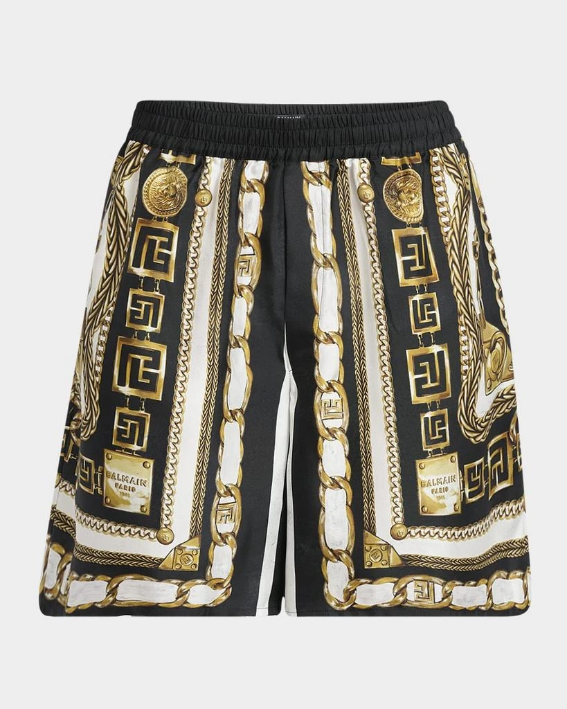 Balmain Men
s Foulard-Print Pull-On Shorts 1