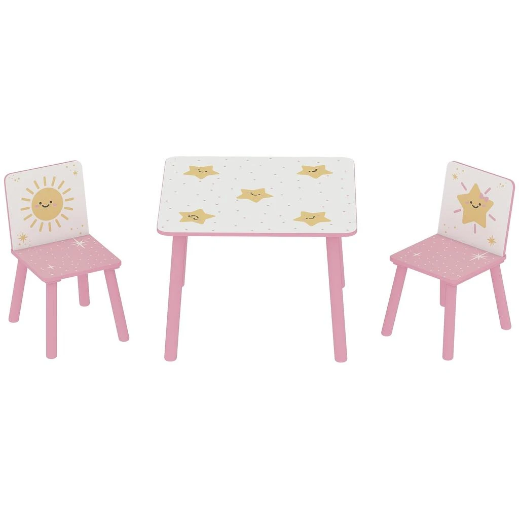 Hivvago 3-Piece Toddler Table and Chair Set for Playroom