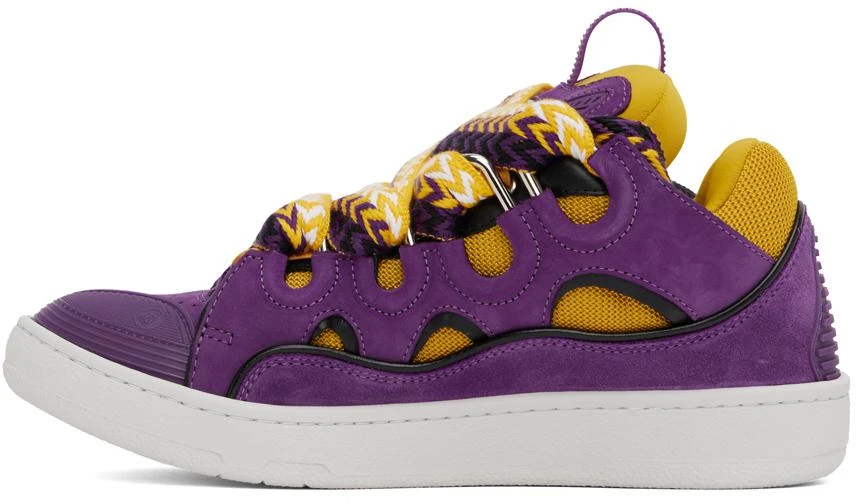 Lanvin Purple & Yellow Leather Curb Sneakers 3