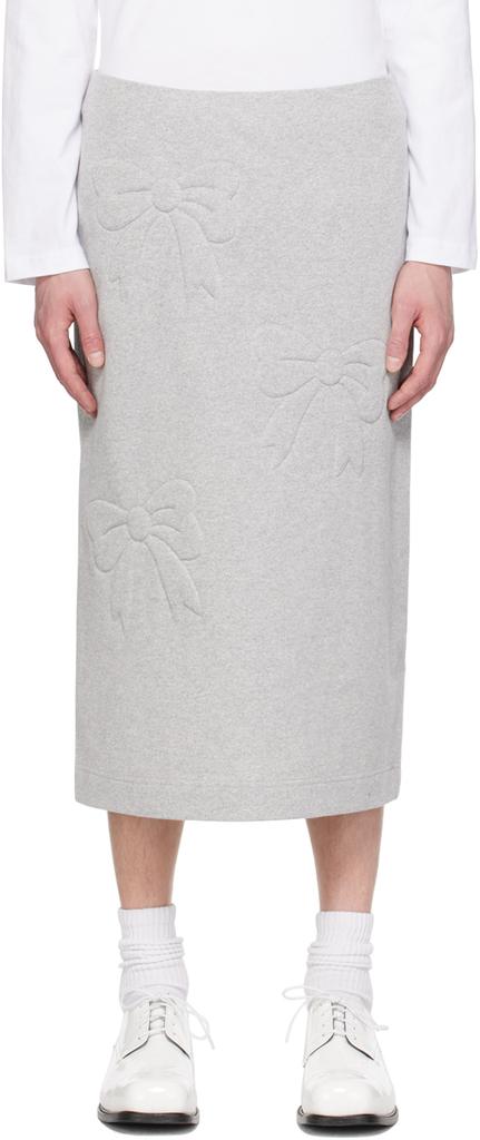 Ashley Williams Gray 3D Bow Midi Skirt