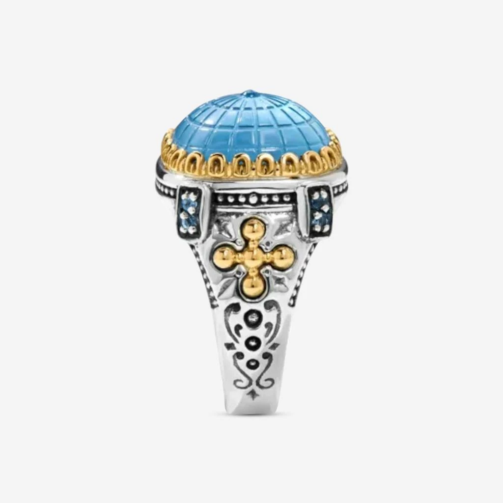 Konstantino Konstantino Dome Sterling Silver 
18k Yellow Gold Mother of Pearl 
Blue Spinel Ring Sz. 8 DKJ978-629-S8 2