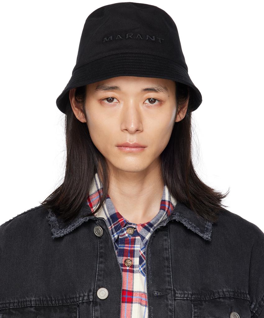 Isabel Marant Black Haley Logo Bucket Hat - Hats - BeyondStyle