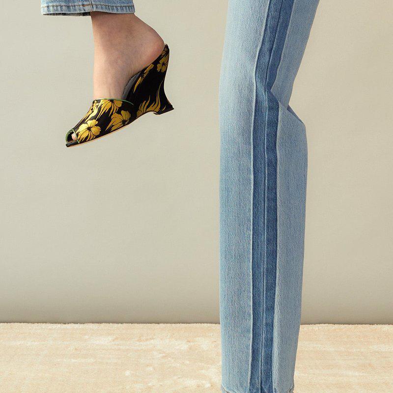 Cynthia Rowley Metallic Gold Foil Satin Wedge