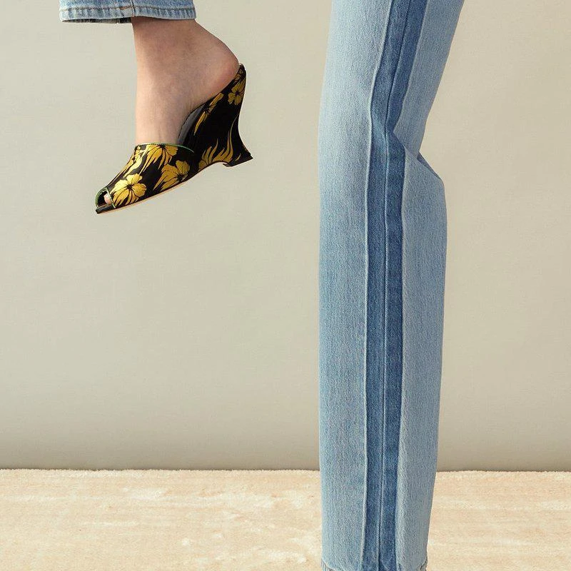 Cynthia Rowley Metallic Gold Foil Satin Wedge 2