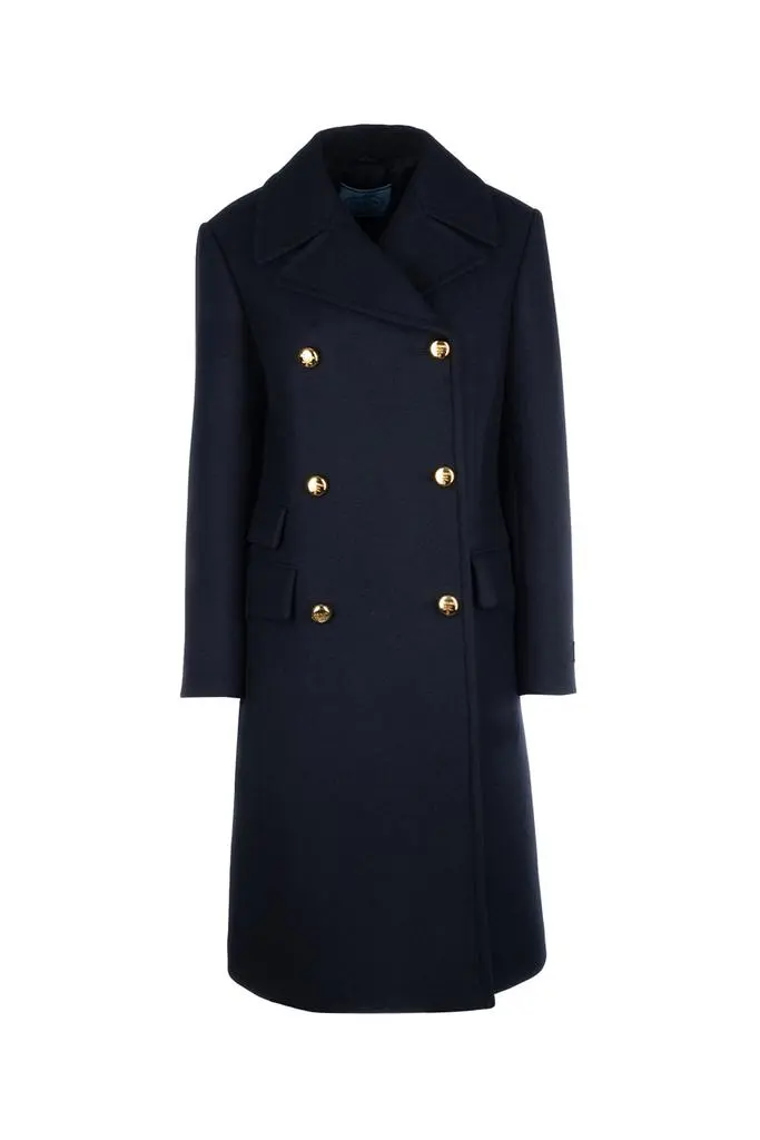 Prada Logo Patch Double-Breasted Coat