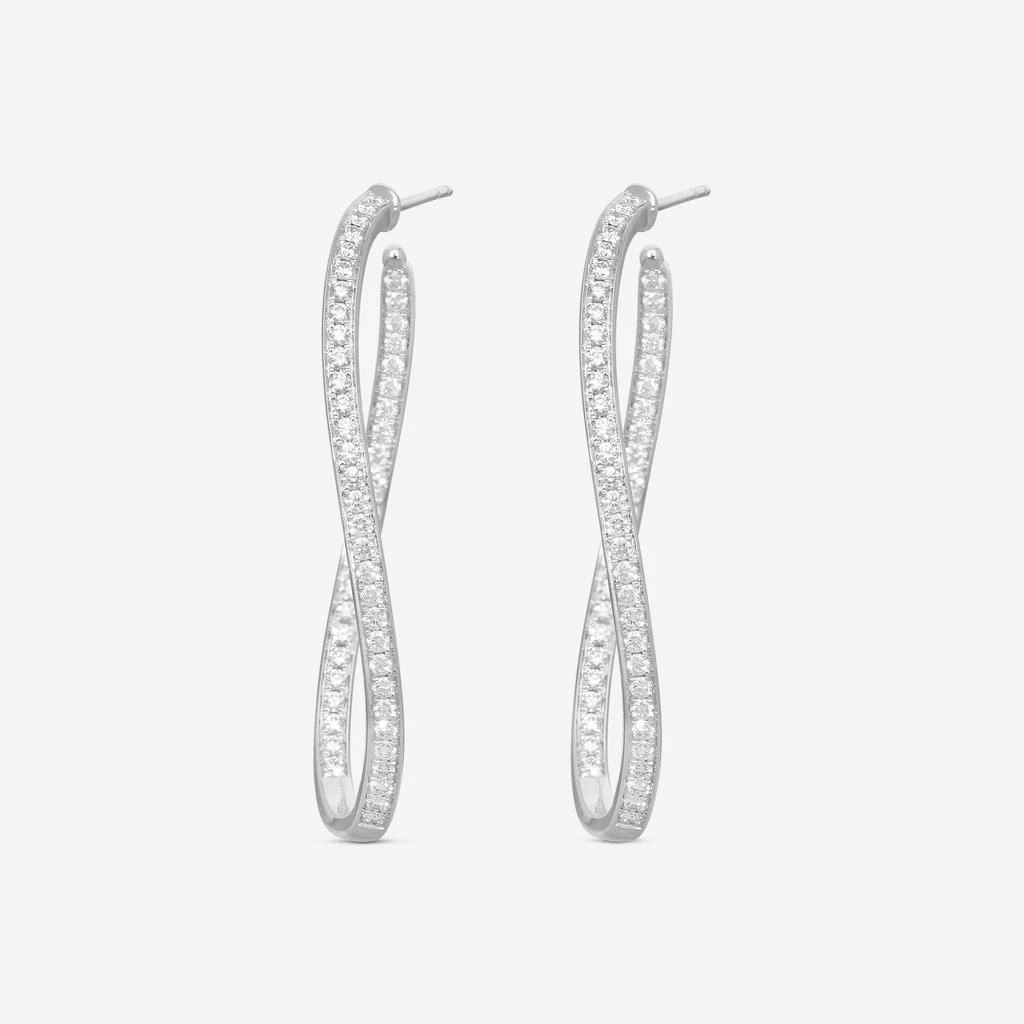 Mémoire Mémoire Channel Set 18K White Gold Diamond Twist Hoop Earrings CHHO216 2