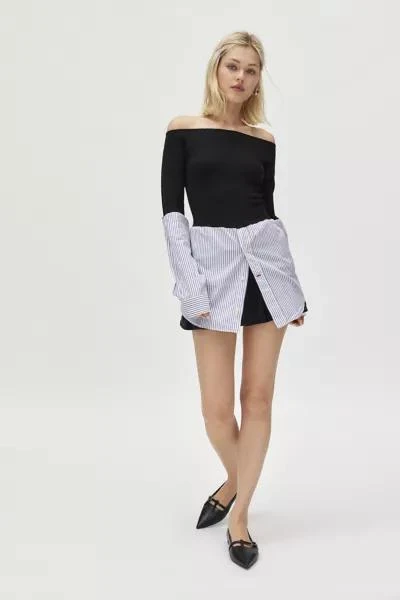Urban Renewal Urban Renewal Remade Sweater & Shirting Spliced Top 1