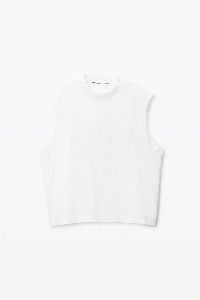 Alexander Wang White Vintage Fade-Effect Muscle Tank