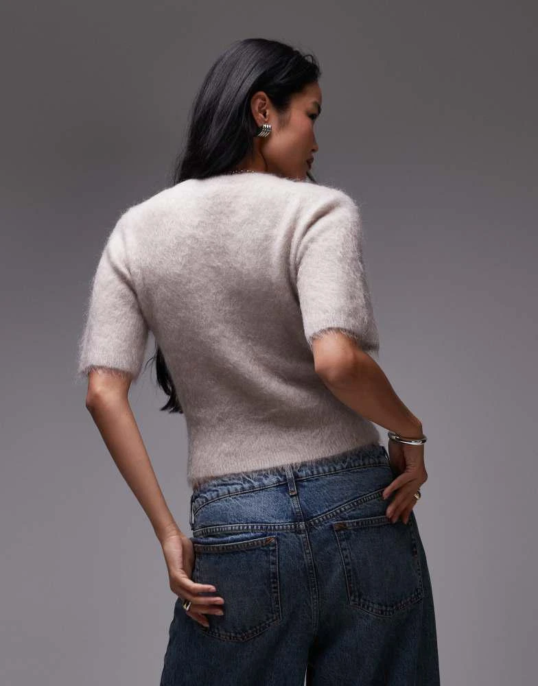 & Other Stories & Other Stories mohair blend short sleeve knitted sweater in mole melange 3
