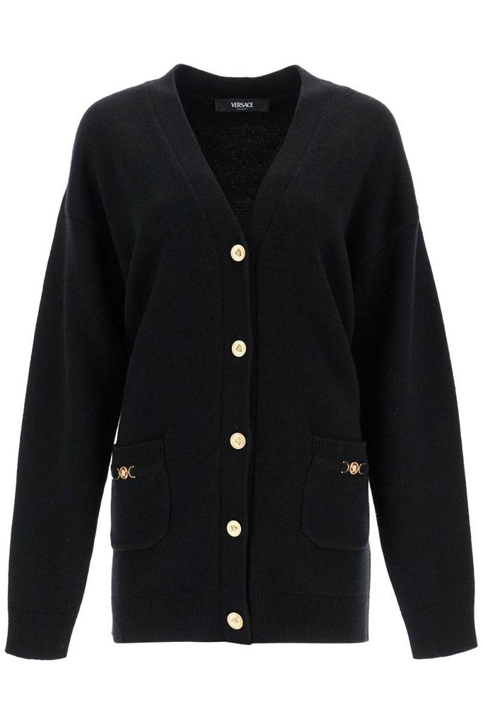 【送料&関税込】Versace Black Wool Blend Cardigan Versace Black Wool Blend Cardigan Nero 42 IT - Sweaters