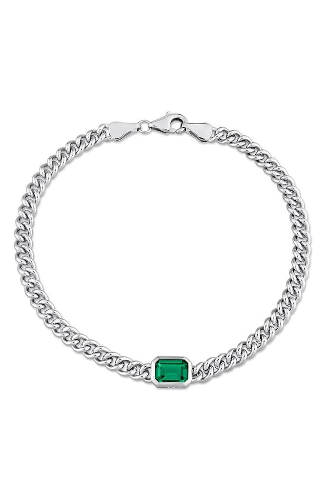 DELMAR Sterling Silver 
Green Cubic Zirconia Bracelet