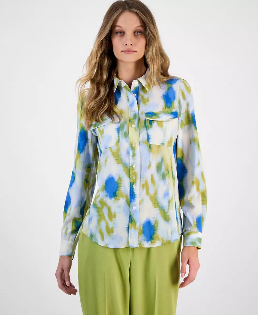 売れ筋商品|||バースリー カットソー トップス レディース Women's Printed Button-Front Blouse, Exclusively at Macy's Green Chili Multi Bar III Women's Printed Button-Front Blouse, Exclusively at