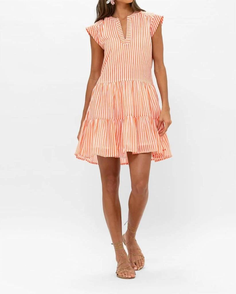 Oliphant Playa Roll Sleeve Dress In Coral 1
