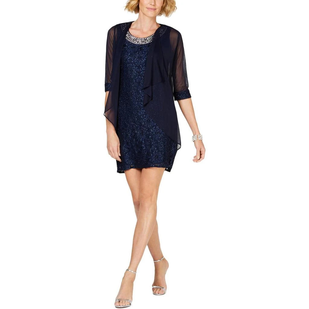 R&M Richards Petites Womens Lace Special Occasion Dress With Jacket 3