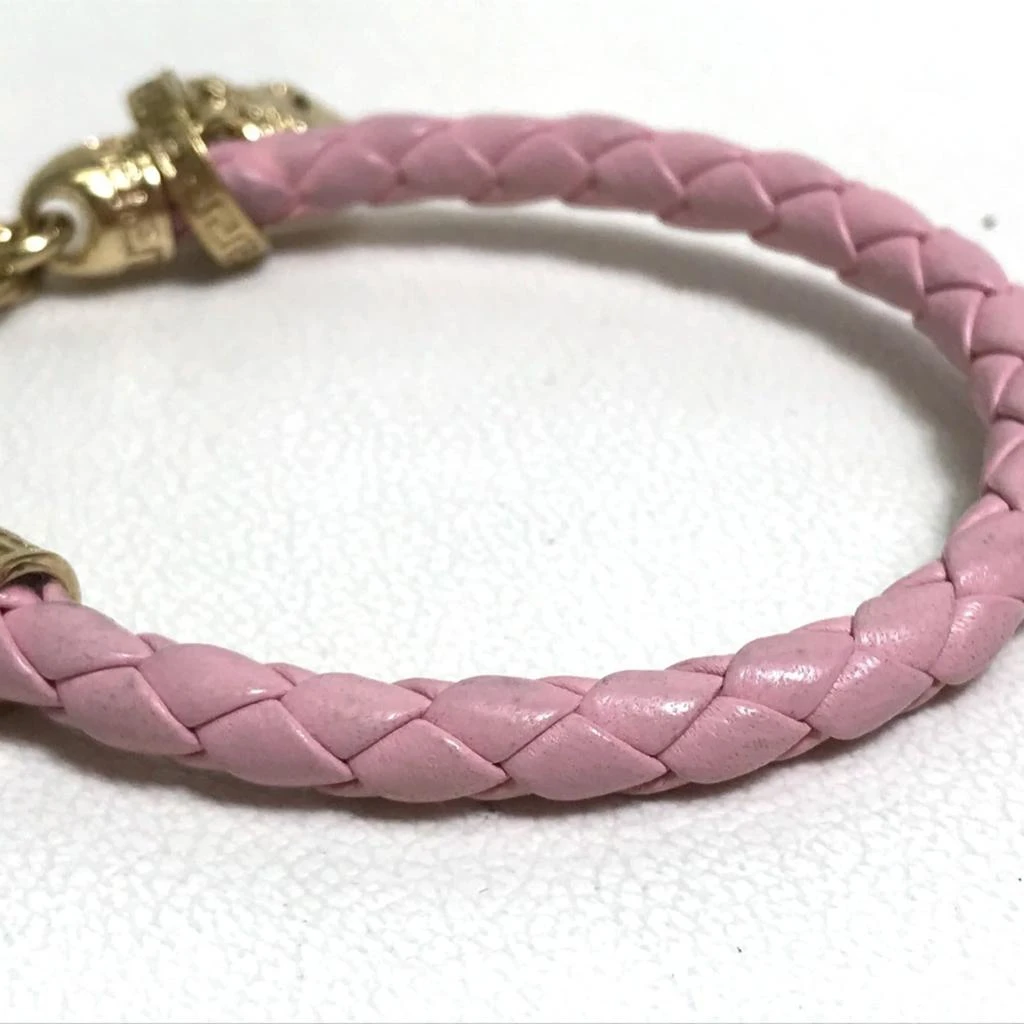 Versace gold pink Leather Metal Charm Bracelet (Pre-Owned) 2