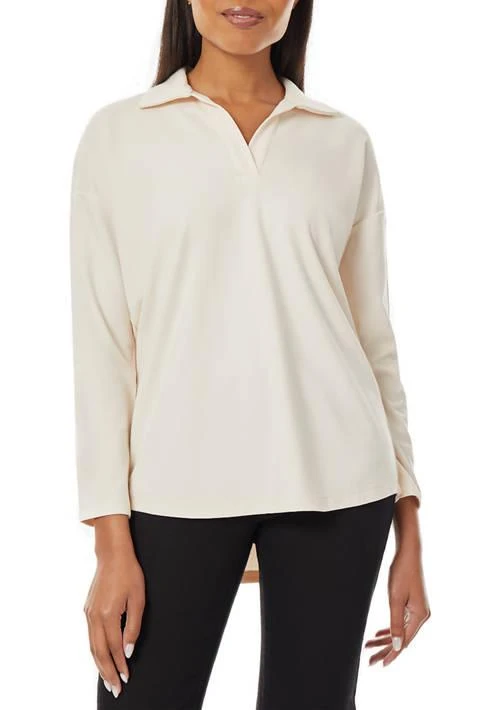 JONES NEW YORK New York Womens Long Sleeve Swing Polo Top 1