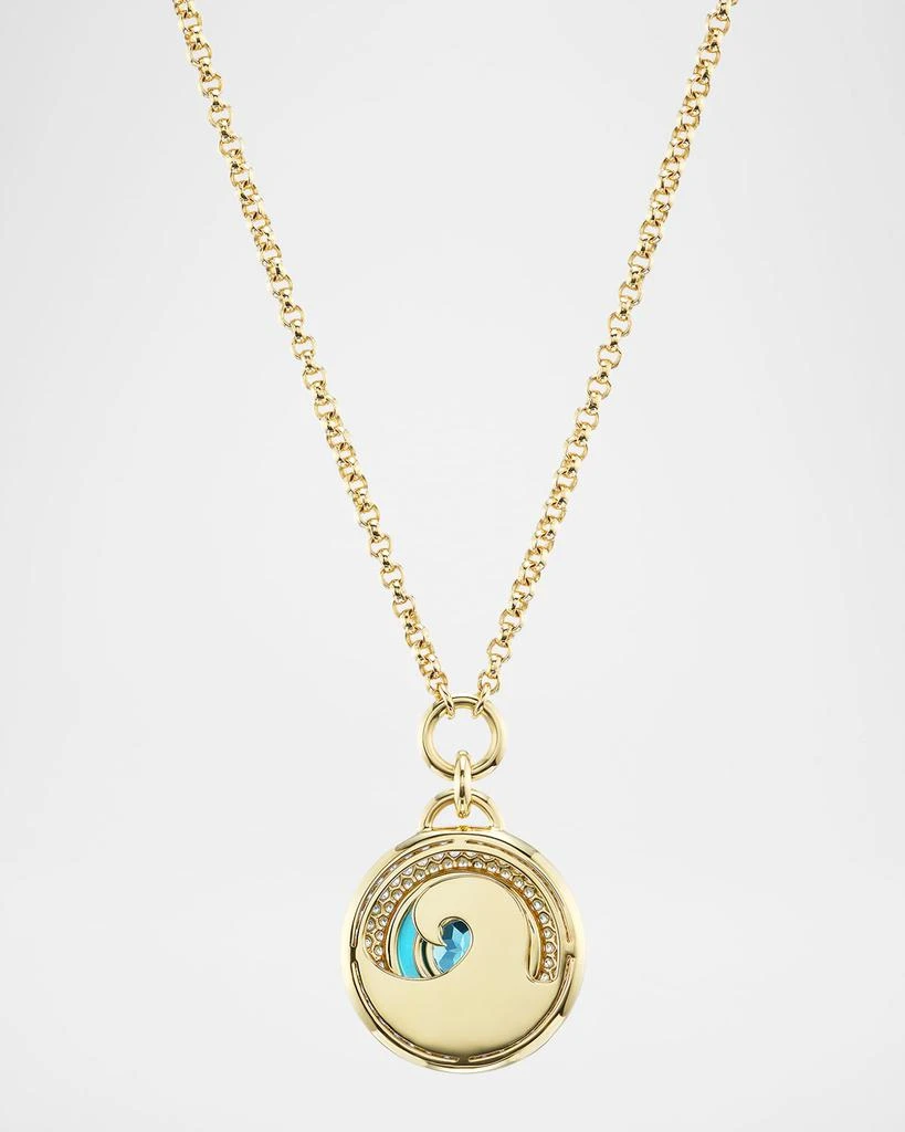 Emily P. Wheeler Water Medallion 18K White and Yellow Gold Necklace with Topaz, Sapphire and Turquoise 4