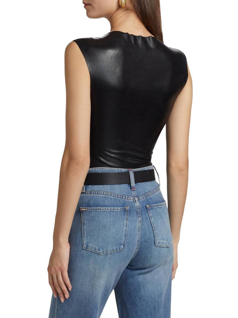 Commando Commando - Faux Leather Cap Sleeve Bodysuit