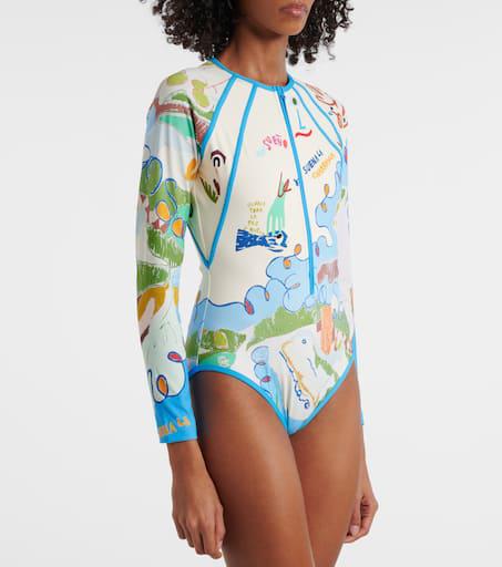 ALÉMAIS Nadia printed rashguard swimsuit