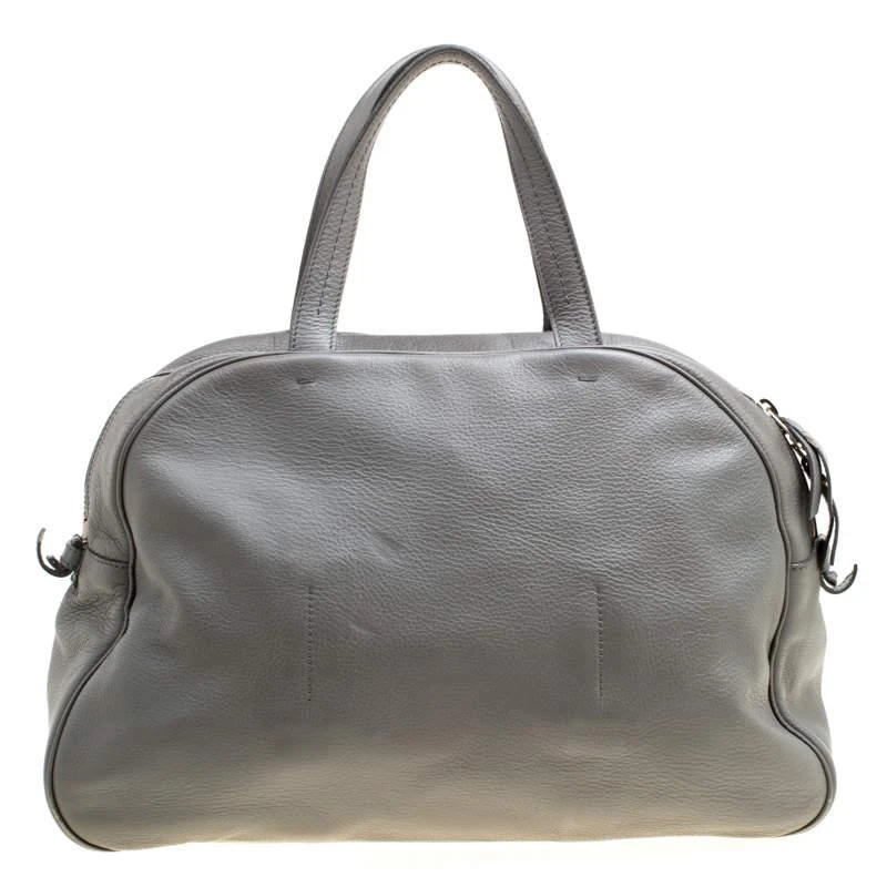 Yves Saint Laurent Yves Saint Laurent Grey Leather Large Obi Bowler Bag 4
