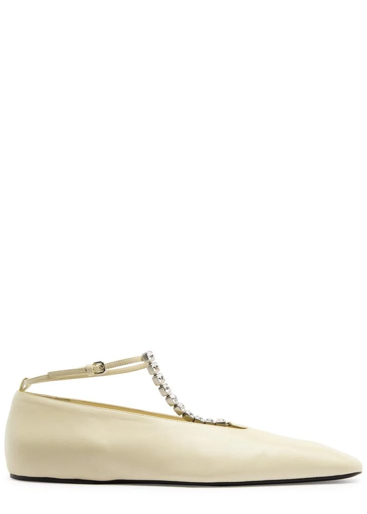 Jil Sander Crystal-embellished leather ballet flats 1